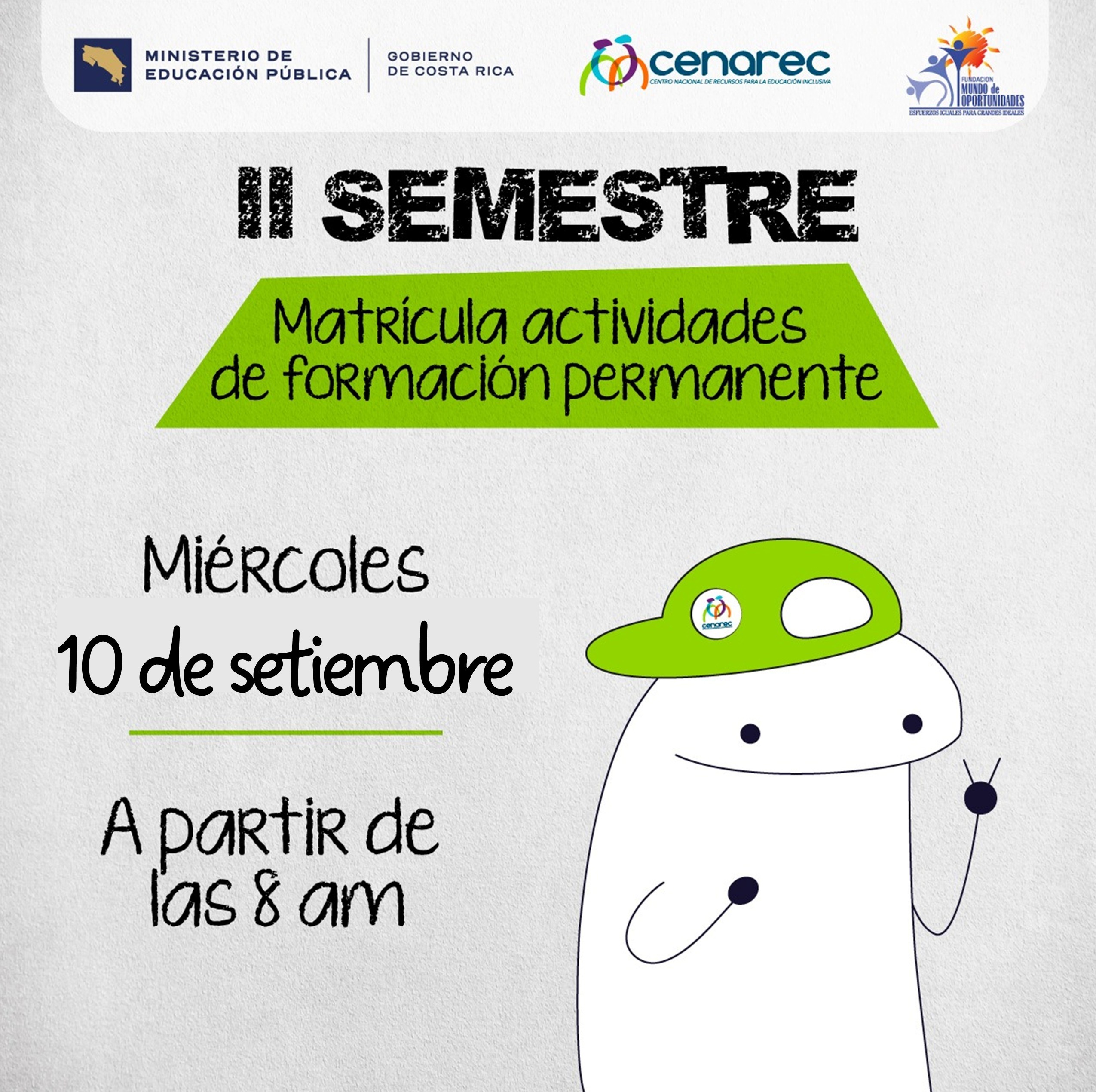 Afiche con mascota Inklu y el texto "matrícula"